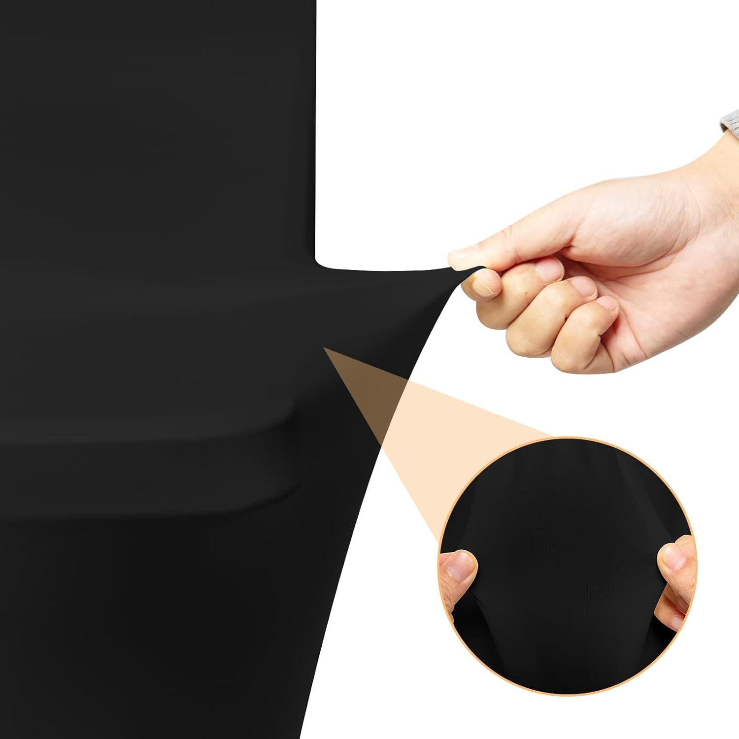 Skiennix 4 Feet Black Spandex Tablecloth - Fitted & Stretch, Washable, Wrinkle Resistant for Events & Parties