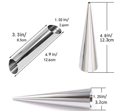 COMZPLIFE 12pcs Cream Horn Molds, Stainless Steel Cannoli Forms Tubes Kits, Baking Cones, Roll Horn Forms, Non-stick Baking Molds for Danish Pastry Lady Lock Form, Cream Roll, Croissant(Mix)