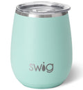 Swig Life 14oz Stemless Wine Cup, Insulated Wine Tumbler with Lid, Stainless Steel Travel Tumbler (Sea Glass)