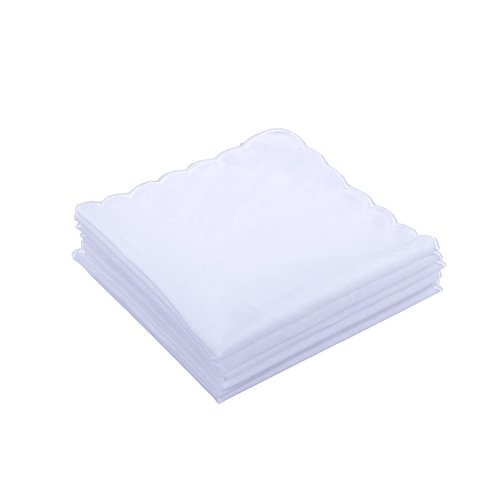 emlstyle Women Handkerchiefs Cotton Hankies Pocket Square Towel White 6 Pack