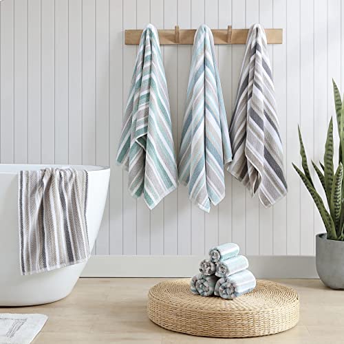 Tommy Bahama - Bathroom Towel Set, 100% Highly Absorbent Yarn-Dyed Cotton Towels, Low-Linting & Fade-Resistant (Ocean Bay Grey, 3 Piece)