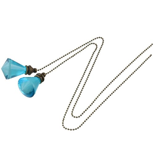 napkery 2 Pcs Ceiling Fan Crystal Pendant Blue Fan Pull Chain Charm Light Pull Chain Light Chain Extender