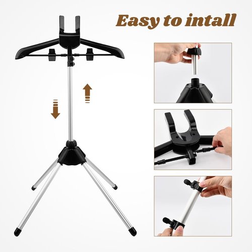 YOSINXU Garment Steamer Stand for Clothes, Adjustable Stand for Clothes Hanger & Mini Grey Ironing Board Portable Handheld Steamer Ironing Accessories for Clothes