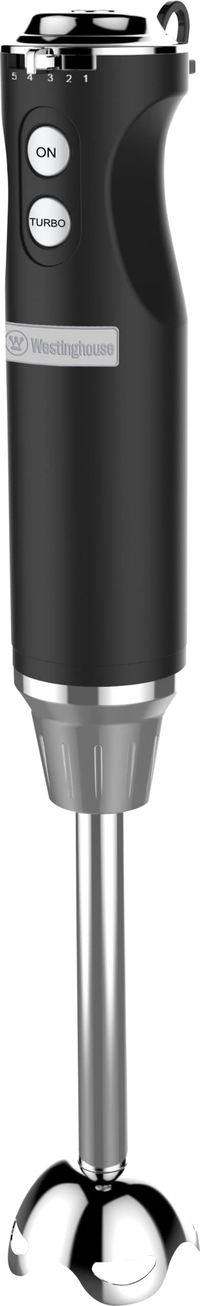 Westinghouse Hand Blender - 5-Speed Immersion Blender with Turbo Function, Stainless Steel Blades & Rod, 500W Power, Detachable Easy Clean Design, Best for Smoothies & Soups - Retro Appliance, Black