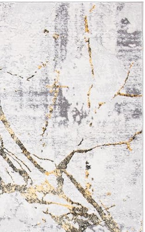 SAFAVIEH Amelia Collection Accent Rug - 3' x 5', Grey & Gold, Modern Abstract Design, Non-Shedding & Easy Care, Ideal for High Traffic Areas in Entryway, Living Room, Bedroom (ALA293G)