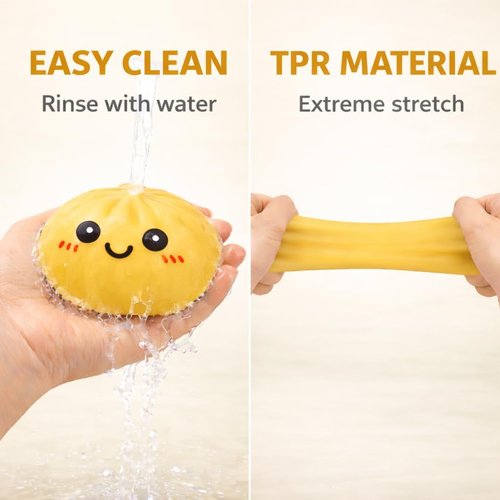 Dumpling Squishy | Mystery Box Squeeze Toy for Stress Relief | Yellow Fidget Sensory Ball for Teens & Adults