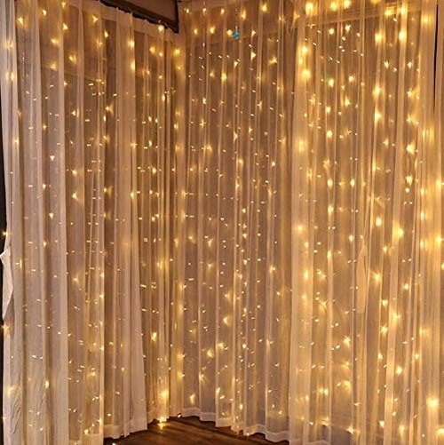 Dazzle Bright Curtain String Lights - 300 LED Warm White Fairy Lights | 9.8ft x 9.8ft, Waterproof, 8 Modes