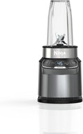 Ninja BN400 Nutri Pro Compact Blender - 1000W Auto-iQ for Smoothies & Frozen Drinks | 18oz & 24oz Cups, Stone Silver