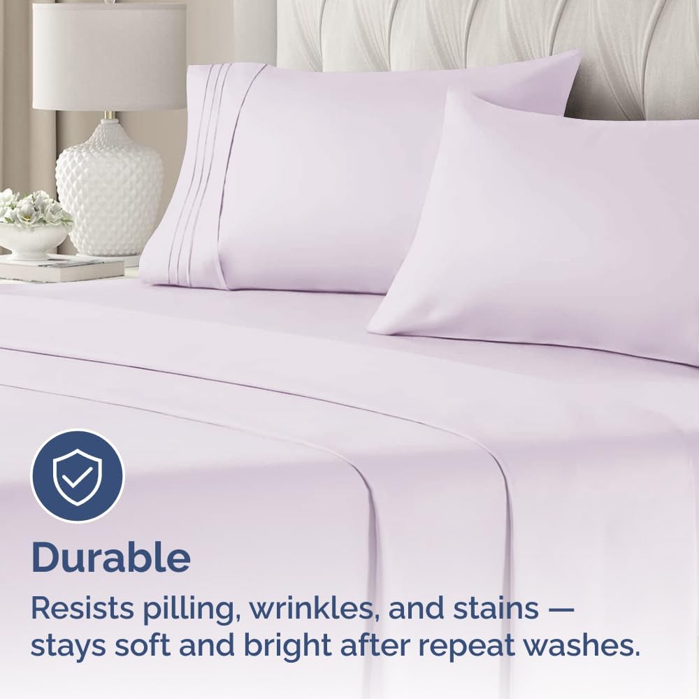 Skiennix Queen Pillow Cases Set of 4 | Ultra Soft Hotel Quality, Wrinkle-Free & Fade Resistant - Light Lavender