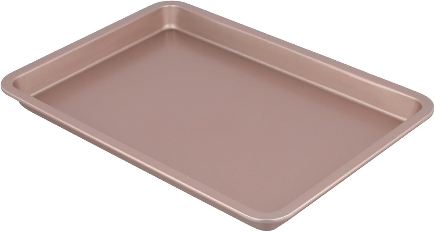 Sheutsan Gold Baking Sheet Pan Set - 4 Pack Carbon Steel Oven Trays, 13 x 9 x 1 Inch for Cookies & Roasting