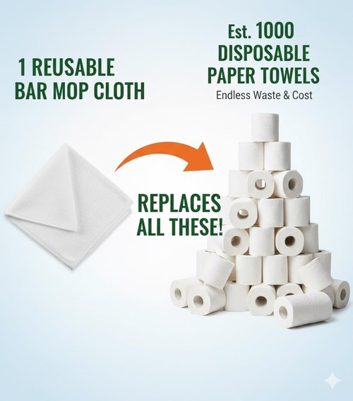 YRALY Terry Bar Mop Towels (Pack of 60) – Absorbent and Quick Drying Commercial-Grade Cotton Cleaning Towels, Cleaning Rags for Kitchen, Bar – Reusable Shop Rags 14”x17” White