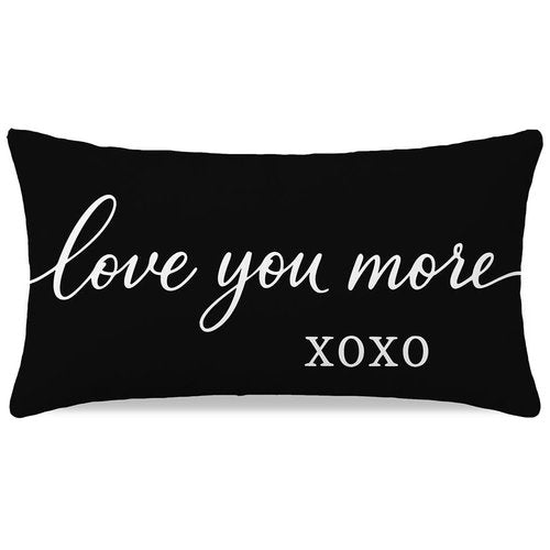 HERHOME Valentines Day Throw Pillow Covers 12x20 Inch, Love You More XOXO Black White Lumbar Decorative Cushion Case for Couples Bedroom, Valentines Day Gifts for Him Her Anniversary Home Decor