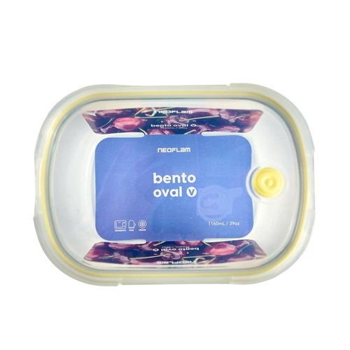 Neoflam Oval Glass Meal Prep Container with Airtight Lid – Bento Lunch Box with Vent, Reusable Kitchen Food Storage Canister, Microwave, Oven & Dishwasher Safe (39oz, 1.2 Liter, 4.8 cups)
