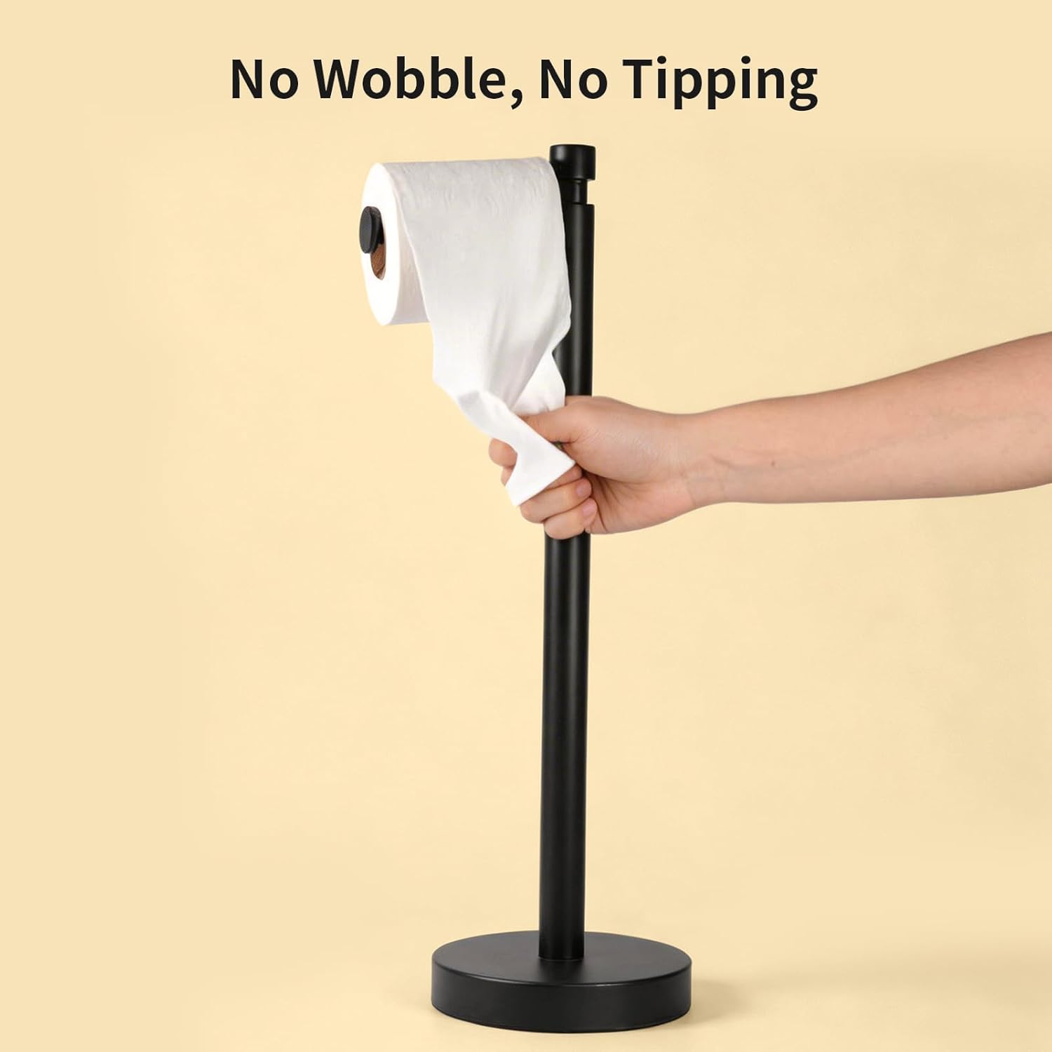 YUMORE Heavy Duty Toilet Paper Holder Stand - Matte Black Stainless Steel Design, 4.4lbs Capacity