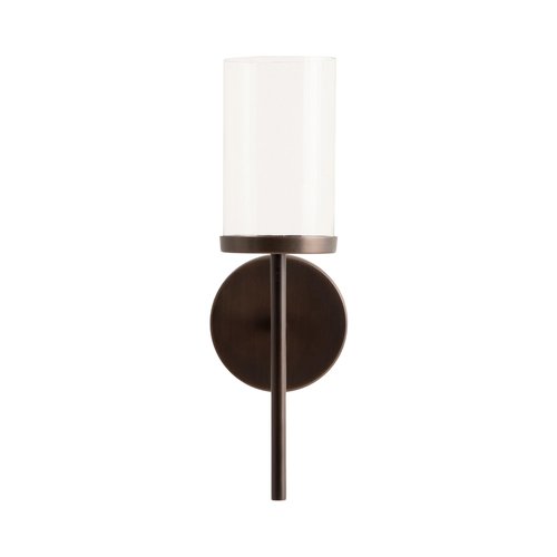 Kate and Laurel Blaise Transitional Metal Wall Sconce; 5 x 6 x 14; Antique Bronze; Modern Round Candle Holder with Removable Glass Cylinder for Flameless Candles