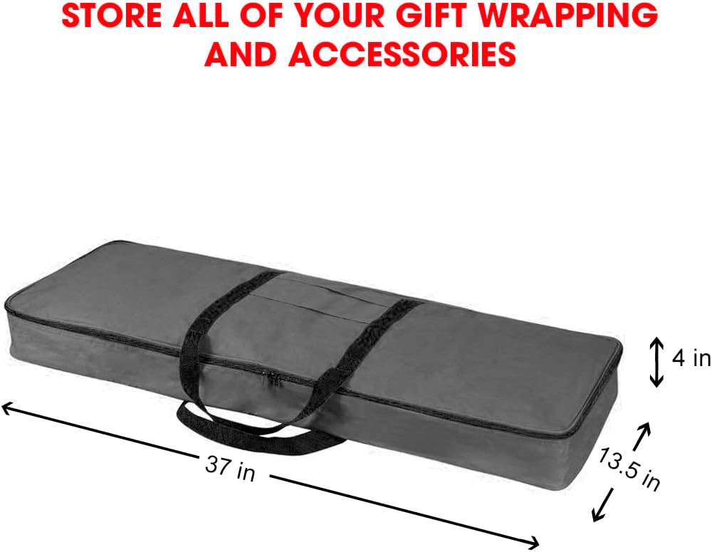 Primode Christmas Wrapping Paper Storage Bag - Durable Gift Wrap Organizer with Pockets | 37” x 14” x 4” | Gray