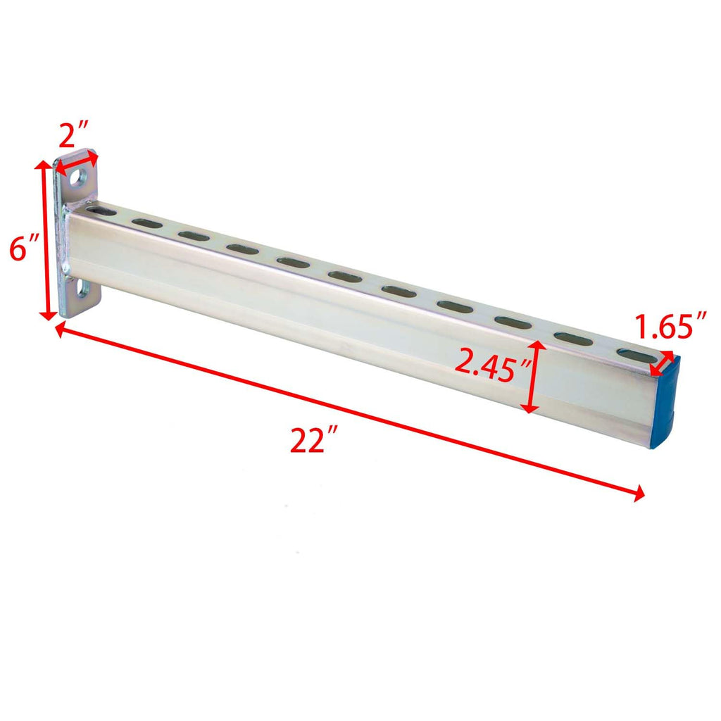 PHLKJL 4 Pack Steel Shelf Bracket,DIY Bracket,Display Bracket,Tool Shelf Support,DIY Projects,Metal Strut Channel, Slotted,Pipe Suppor,Galvanized Coating,22 in Length.