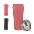LocknLock Clip Tumbler Yellowish Red (Pink) 18oz Coffee Tumbler with Leak Proof Lid, BPA-Free Double Wall Stainless Steel Vacuum Insulated Travel Mug Valentines Day Gifts