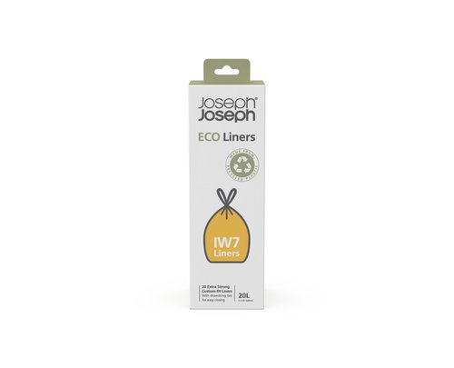 Joseph Joseph IW7 20L/5.2 Gallon Eco Liners Recycled Trash Bags (20 Pack) - Grey
