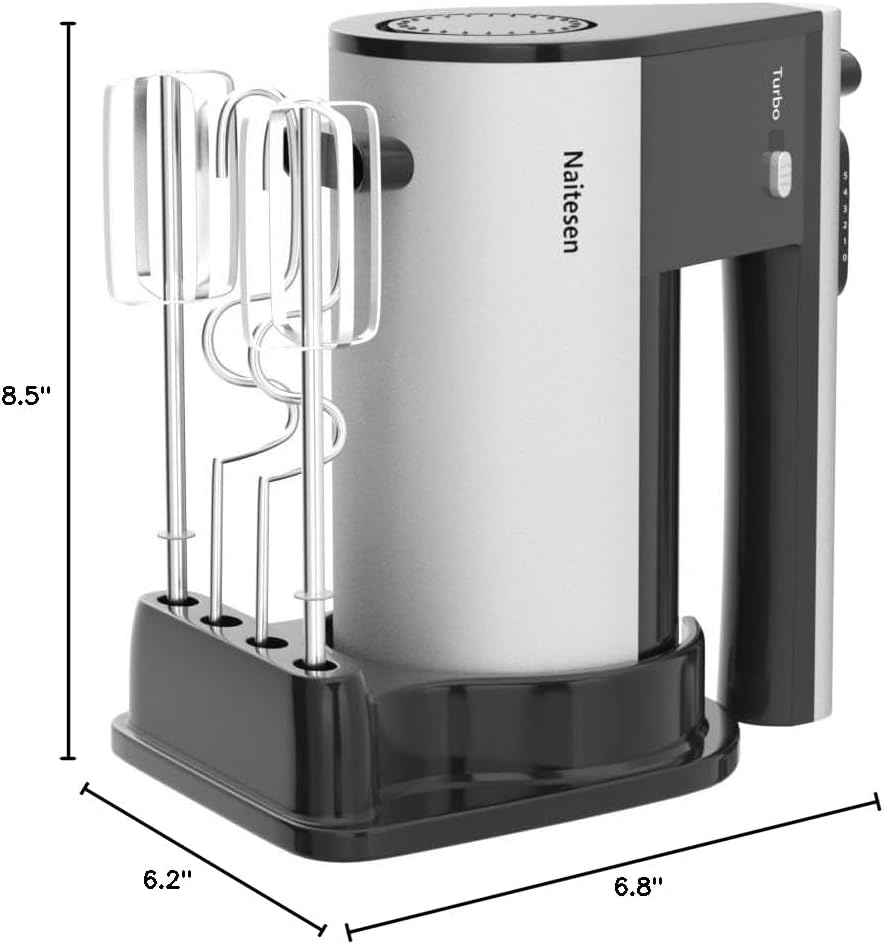 Skiennix 600W Electric Hand Mixer - 10-Speed Powerful Kitchen Mixer with Turbo | Lightweight, Includes Dough Hooks & Beaters