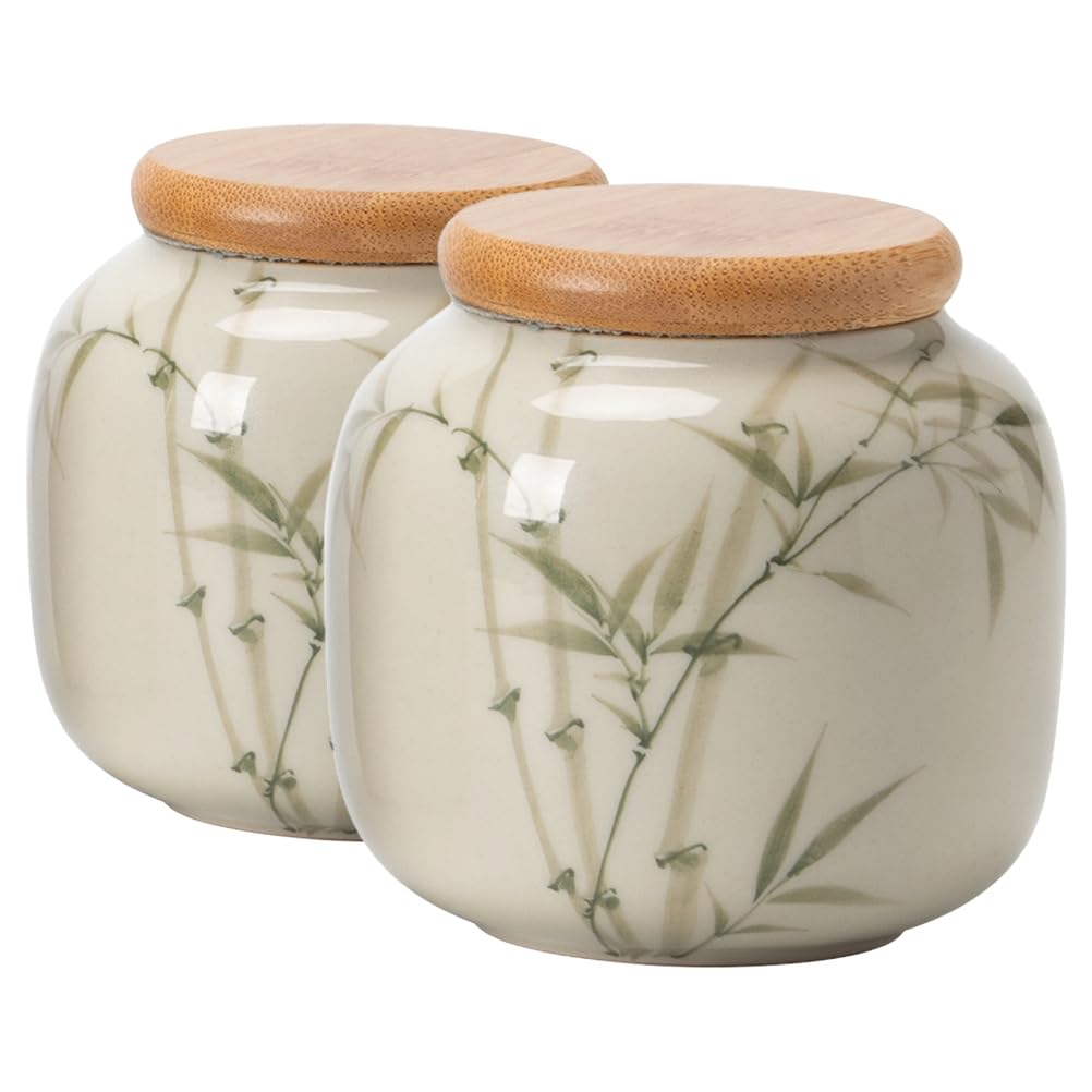 MAGICLULU 2Pcs Ceramic Tea Jars with Airtight Seals Decorative Loose Leaf Tea Containers for Kitchen Storage 3.22X3.14X1.88In Home Use Panda Design