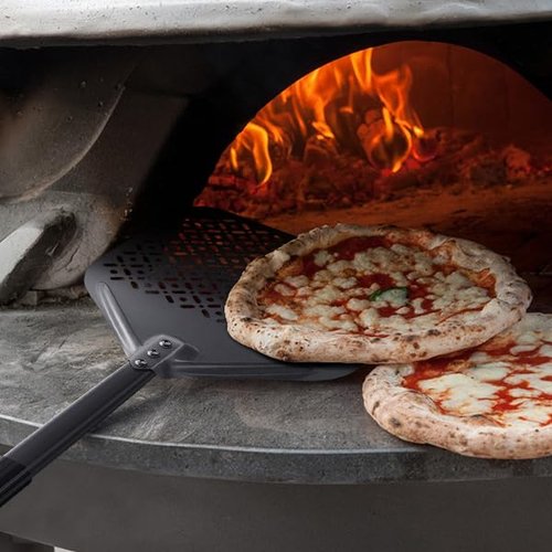 4 Piece Pizza Oven Kit, 9 Inch Pizza Turning Peel, 12 Inch Perforated Pizza Peel, Oven Brush and Ash Rake, Wood Fired Commercial Oven Accessoires for Home, Restaurant