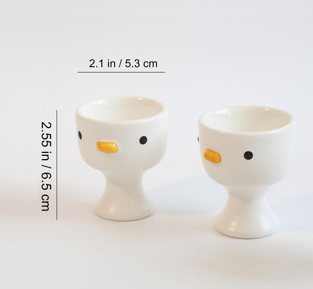 PURROOM Funny Duck Egg Cup, Cute Chick Egg Cups Gift Set of 3, Handmade Glaze Safety Ceramics Soft Boiled Egg Holder, Breakfast Kitchen Cooking.