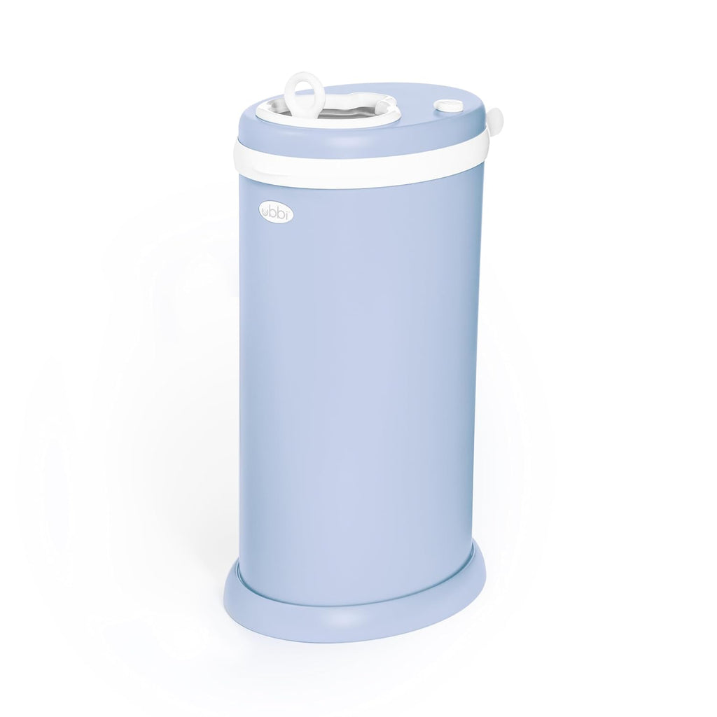 Ubbi Steel Diaper Pail - Odor Locking Design | No Special Bags Needed | Cloudy Blue Finish