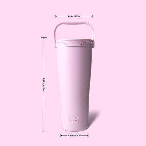 BOTTLE BOTTLE Insulated 30oz Tumbler - Leak-Proof Stainless Steel with Handle & Straw Lid | BPA-Free Pink
