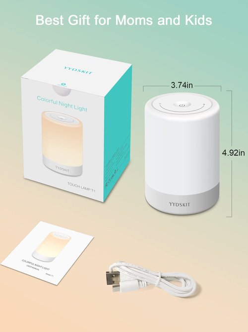 YYDSKIT Baby Night Light, Nursery Night Lamp for Breastfeeding, Portable Nightlight for Kids Toddlers Bedroom, Warm & Soft Bedside Lamp, Touch Control, Rechargeable, Lasting Up to 100Hours