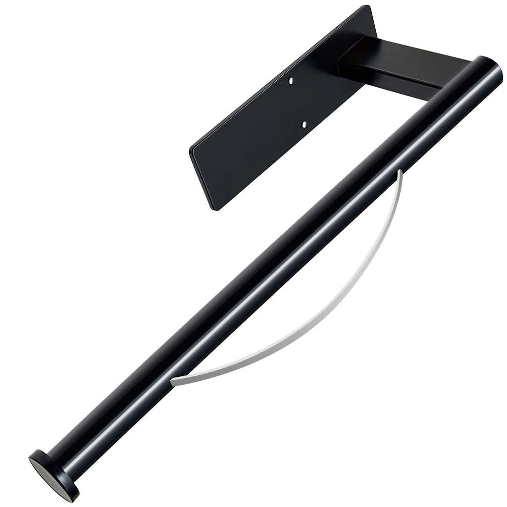 Paper Towel Holder Under Cabinet, Single Hand Operable Tearing Off Paper Towels with Damping Effect, Both Available in Adhesive and Screws, Stainless Steel (Black)