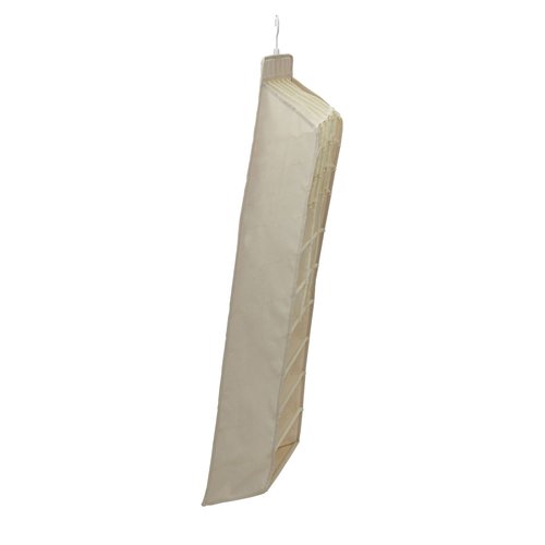 Household Essentials Lingerie Hanging Organizer, 37 Poly-Cotton Blend Fabric Pockets, 24 Small, 9 Medium and 4 Large, Great for Rod or Wire Closets, Natural