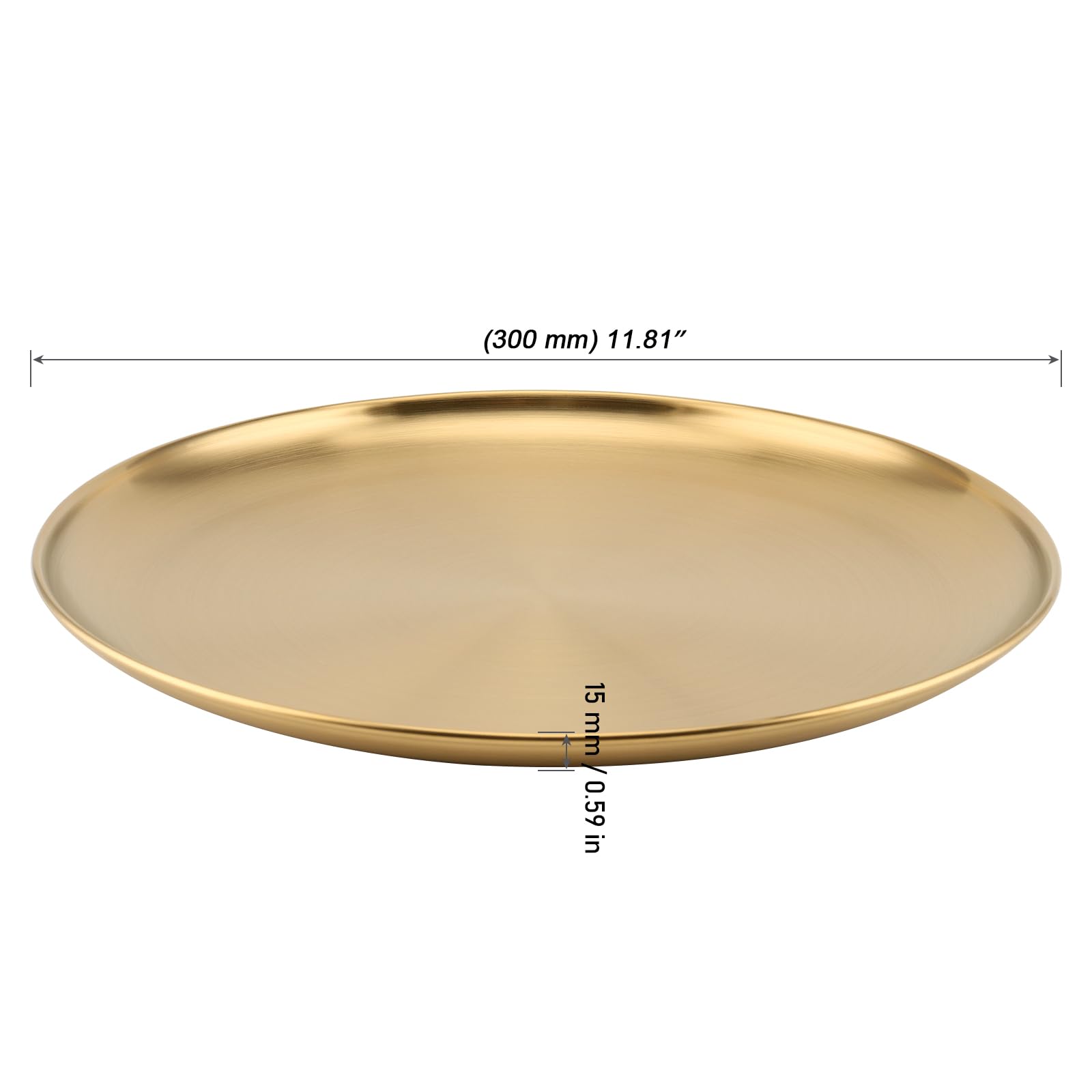 MOUYAT 6 PCS 12 Inch Large Stainless Steel Plate, 30cm Round Dinner Metal Plates, Metal Salad Steak Plates Reusable Dinner Dish for Eating Serving Camping Outdoor BBQ Home Kitchen, Frosted Gold