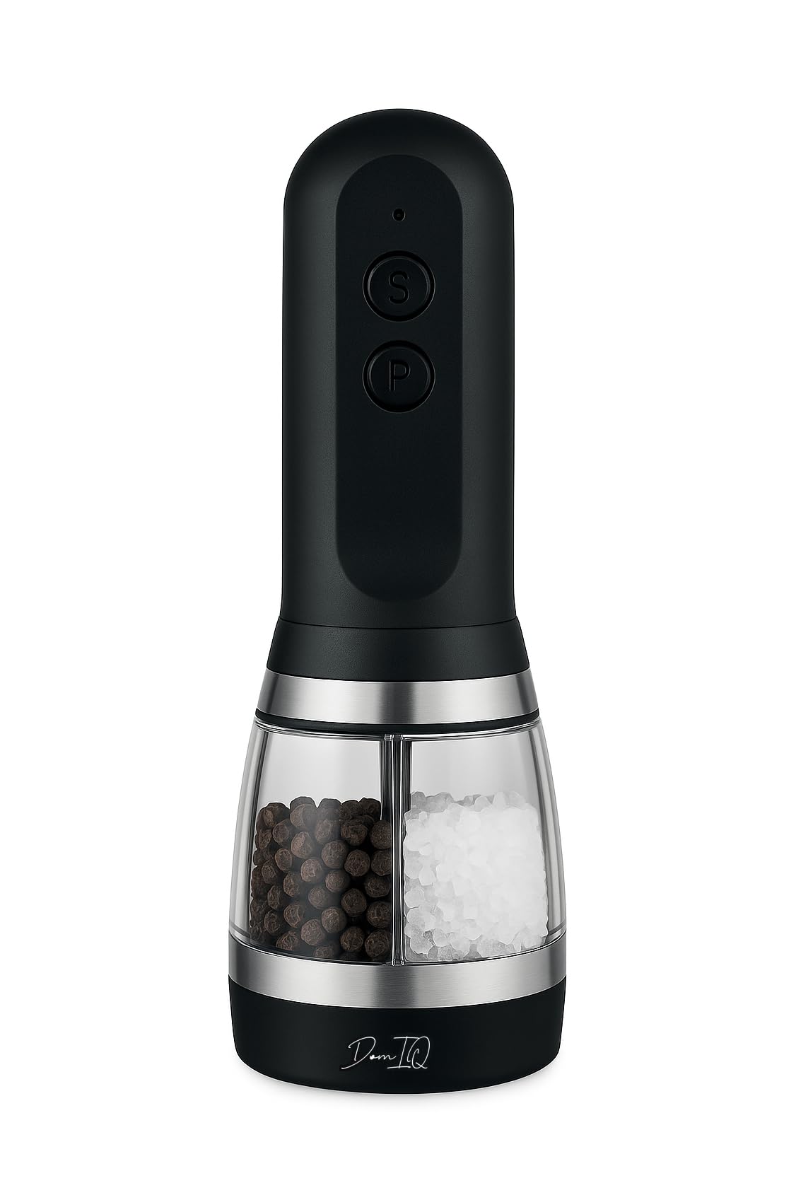 Electric Salt and Pepper Grinder 2-in-1, USB Rechargeable, Adjustable Ceramic Coarseness, LED Light, One-Handed Operation, Refillable, Black