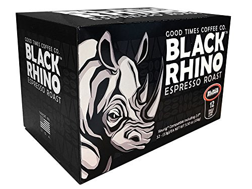 Black Rhino Espresso Roast Coffee, Single Serve Cups for Keurig K-Cup Brewers, 72 Count