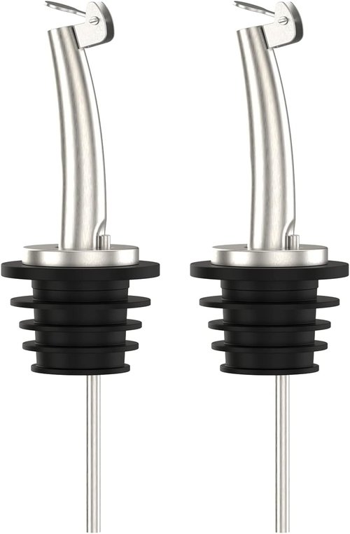 Axe Sickle 2 Pcs Oil Spout Liquor Bottle Pourer Spouts Stainless Steel Speed Pour Spouts Olive Oil Dispenser Spout for About 3/4" Bottle Mouth, with Flip Top