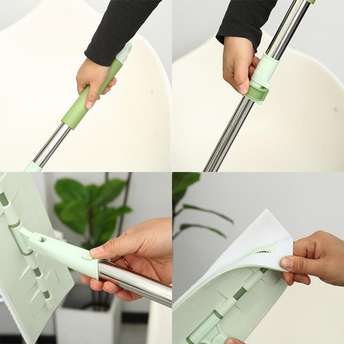 Magic Sponge | 60" Adjustable Mop with Flexible 13" Flat Head & Microfiber Pad for Effortless Cleaning