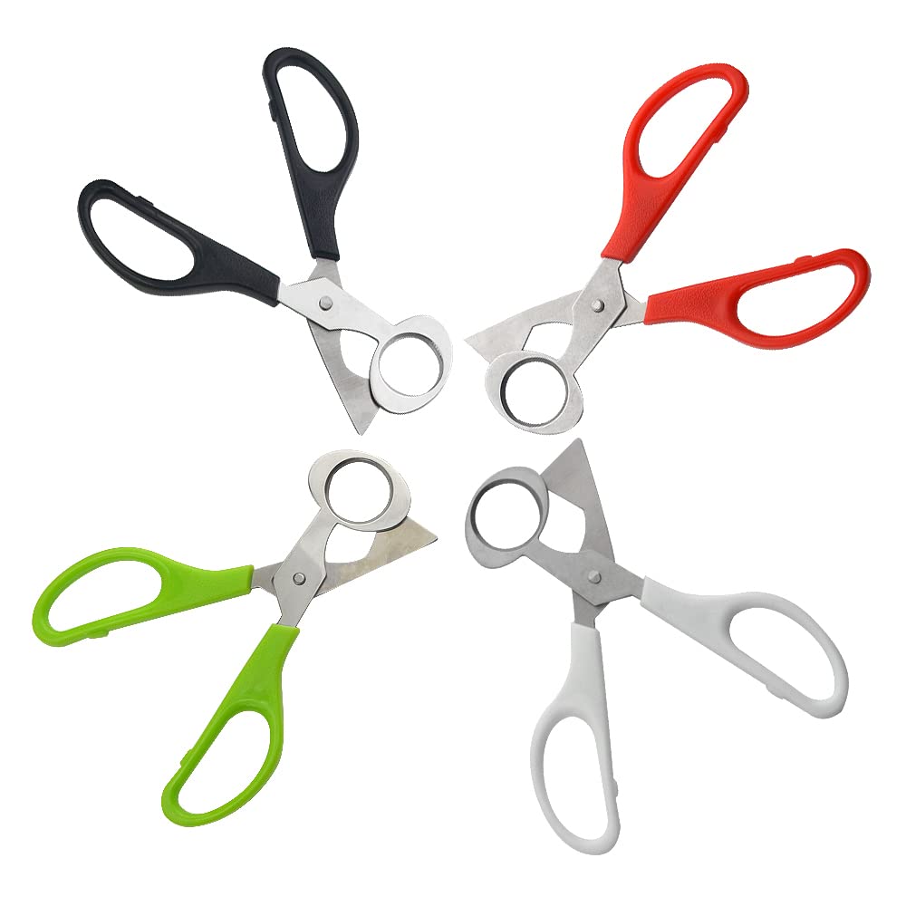 XINMEIWEN 24 Pack Stainless Steel Quail and Pigeon Egg Cutter Scissors Tool for Home Kitchen (Four Colors: Black, White, Red, Green) with ABS Plastic Handle
