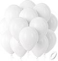 Bezente White Latex Balloons - 100 Pack of 12-Inch Round Helium Balloons for Weddings & Parties