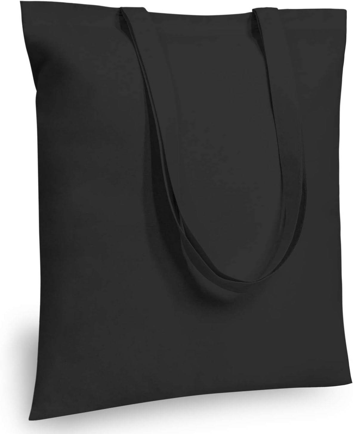 TOPDesign Black Cotton Tote Bags - 5-Pack Lightweight Reusable 16"x15" for Grocery, DIY & Promotions