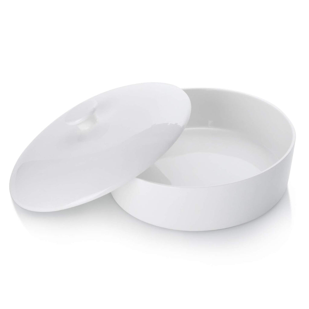 Sweese Ceramic Tortilla Warmer - Holds 12 Tortillas, Microwave & Oven Compatible, Elegant White Tortilla Holder with Lid for Taco Nights, Pancakes, Waffles - Durable & Easy to Clean
