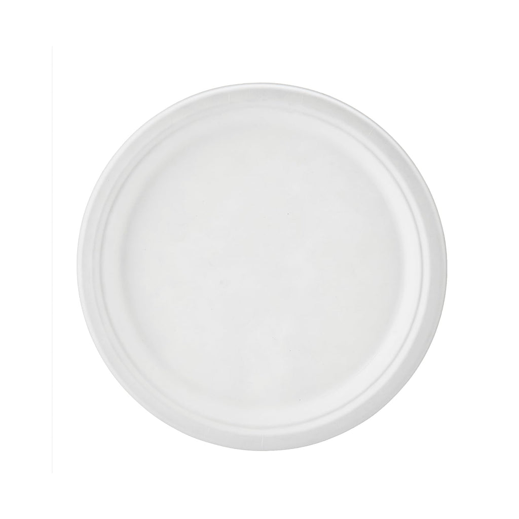 Jaluxing [150-Pack 10 Inch Paper Plates, Heavy Duty Disposable Party Plates Sugarcane Bagasse, White Unbleached 10" Dinner Paper Plate