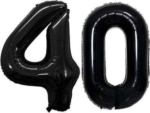 GOER 40 Inch Jumbo Black Foil Balloons - Perfect Decorations for 40th Birthday & Anniversary Parties