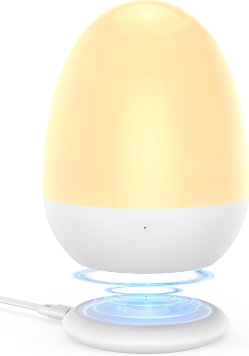 JolyWell Baby Night Light - Portable Touch Nursery Lamp with Charging Pad & Timer | White