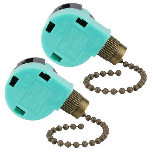 Ceiling Fan Switch 3 Speed 4 Wire Zing Ear ZE 268S6 Pull Chain Switch Control Replacement 3 Speed Control Switch Ceiling Fans, Wall Lamps, Cabinet Light, Antique 2PCS