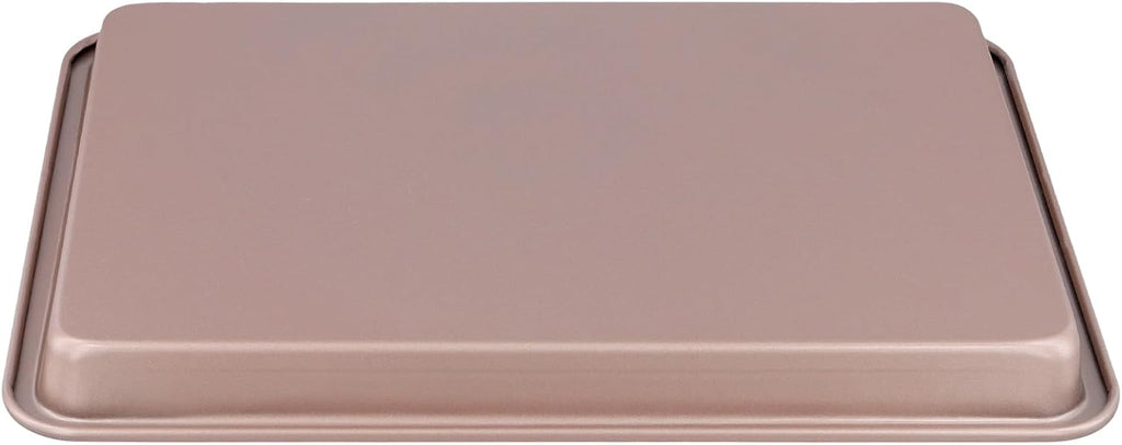 Sheutsan Gold Baking Sheet Pan Set - 4 Pack Carbon Steel Oven Trays, 13 x 9 x 1 Inch for Cookies & Roasting