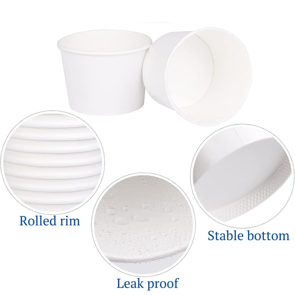 Lakesstory Paper Ice Cream Cups 4oz Small White Dessert Bowls Frozen Yogurt Cup White Dessert Bowls Frozen Dessert Supplies Pack of 50 count