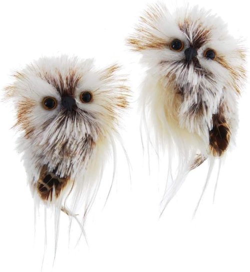 Kurt Adler Owl Ornaments - Brown & Cream Assorted Set of 2 | Perfect Holiday Decor
