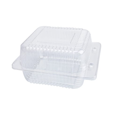 AHKUNMT Cake Slice Containers, 50 PC Square Plastic Hinged Food Container Individual Clamshell Food Containers Disposable Plastic To Go Containers Takeout Tray for Salads (50), clear