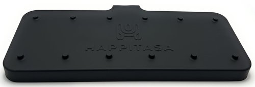 Happitasa Silicone Soap Dish Tray and Sponge Holder with Drain Chute and Feet | 3-Way Sloped Design | Bathroom and Kitchen Sink Organizer Caddy (Black, 10"x4")